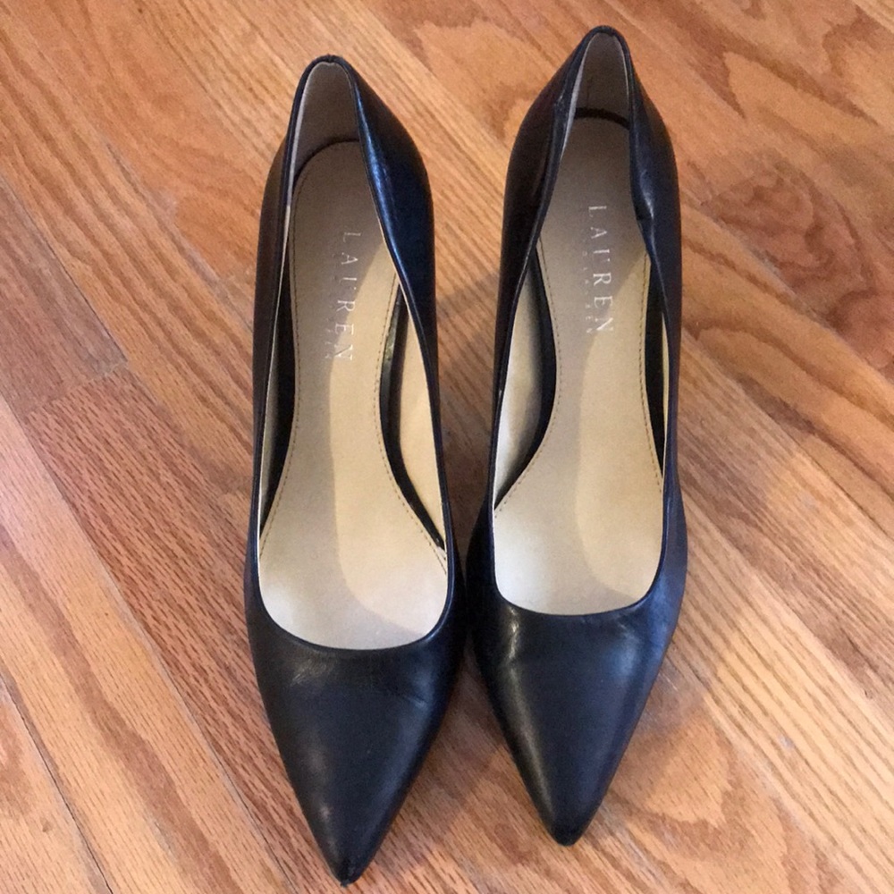Ralph Lauren, leather stiletto heel, black, size 8